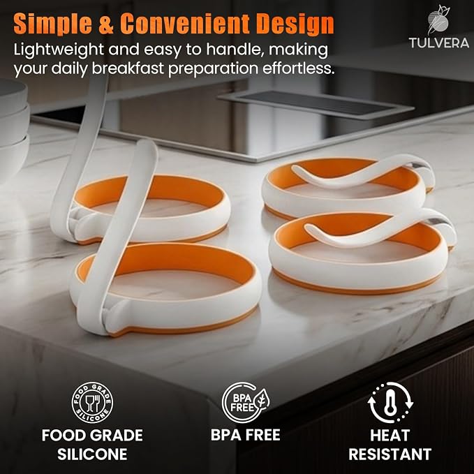 Silicone Egg Rings | Round Egg Molds for Griddle, Skillet, Frying Pan | Perfect for McMuffin, Fried Eggs, Breakfast Sandwiches, Small Circle Pancakes | Nonstick & Easy to Clean | Set of 4