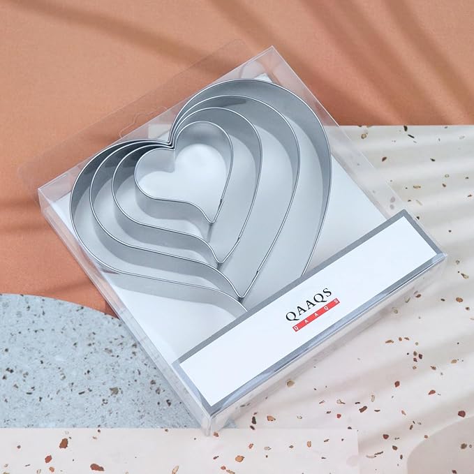 Heart Cookie Cutter Set Large/Small/Mini - 5 Inch, 4 Inch, 3 Inch, 2 Inch - 4 Piece Valentine's Heart Shaped Cookie Cutters Shapes Biscuit Molds for Baking - Stainless Steel