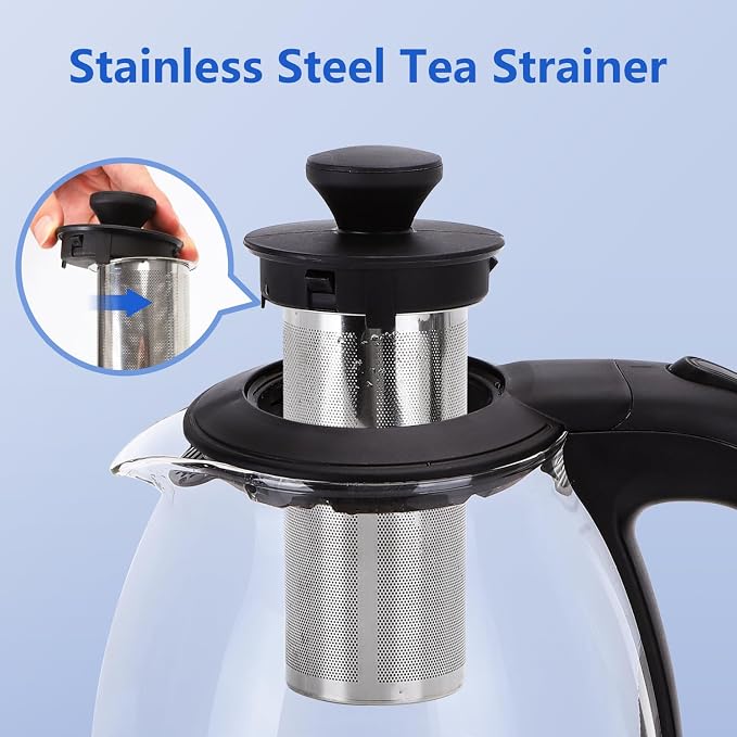 Taylor Swoden Electric Kettle with Tea Infuser, 1L, Black | Keep Warm, LED Light, Auto Shut-Off & Boil Dry Protection, BPA Free