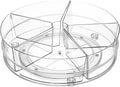 Home Intuition Round Plastic Lazy Susan Turntable Food Storage Container for Kitchen (5 Removable Bin, 1 Pack)