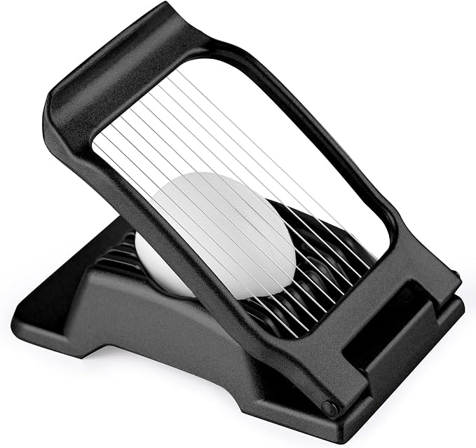 Multipurpose Heavy Duty Aluminium Egg Slicer, Stainless Steel Wire, Black | Not Dishwasher Safe, Rust Resistant, Egg Cutter for Hard Boiled Eggs, Soft Food and Soft Fruit, Salads, Butter, Cheese, Spam