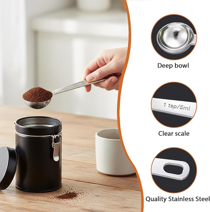 5PCS 1tsp(1/3tbsp, 5 ml) Measuring Spoon Teaspoons Stainless Steel Measure Spoons for Precise Cooking, Baking and Spices Measurement
