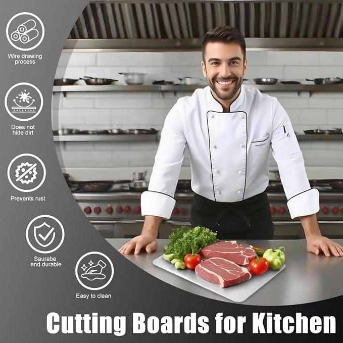 Titanium Cutting Board - 100% Pure Titanium Cutting Boards, Food-Grade, Non-Slip Surface, Dishwasher Safe, for Elegant Serving Tray for Kitchen, Charcuterie, Meat, Vegetables, Easy Clean, 9.5"x5.9"