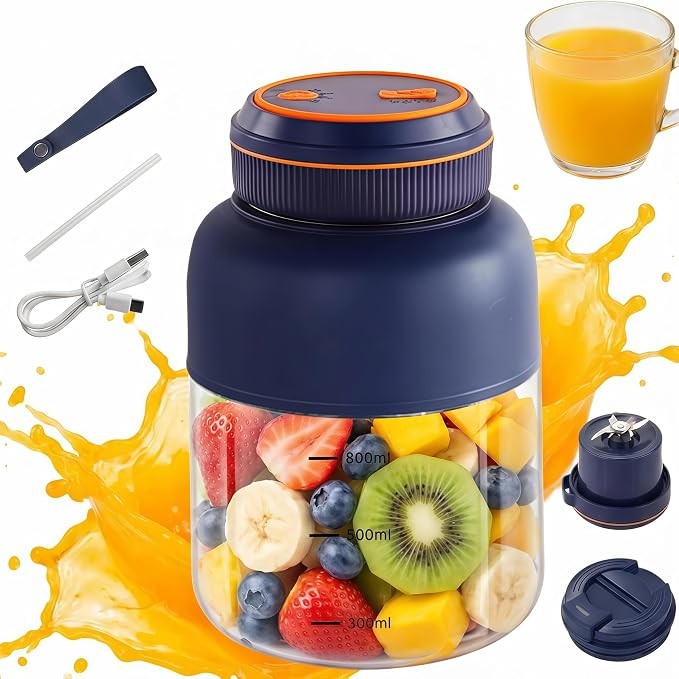 Portable Wireless Juicer Cup,Rechargeable Electric Juicer Blender Cup with 38 Blades,Smoothie Protein Shake Blender,Travel Use