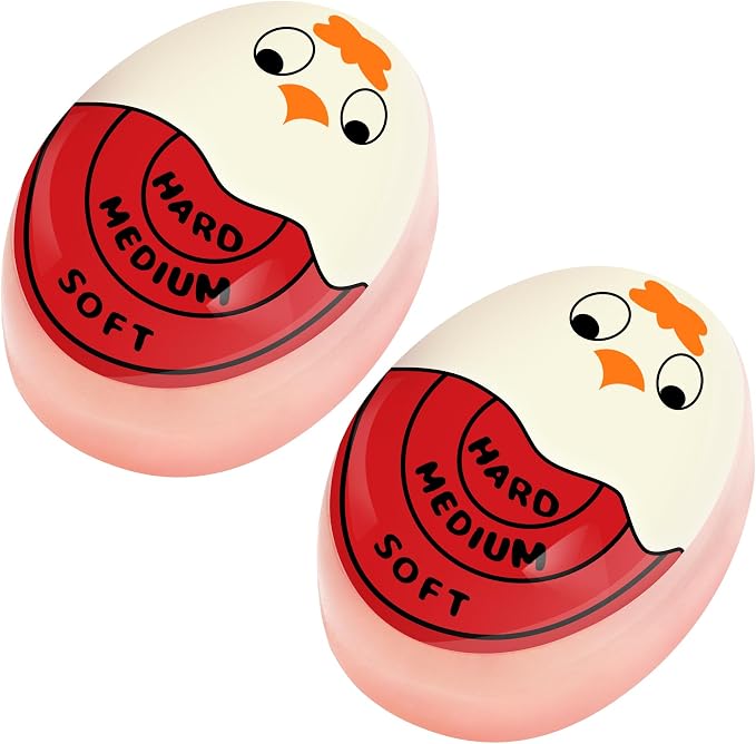 FOREV Egg Timers for Hard Boiled Eggs Timer, Red 2pcs | BPA-Free, Color Changing Tells When Eggs are Ready