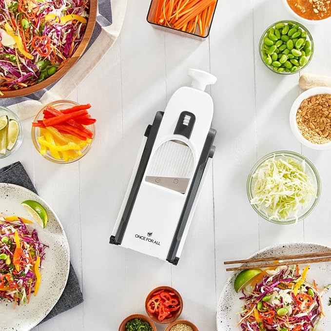 ONCE FOR ALL Upgrade Safe Mandoline Slicer Plus, Adjustable Vegetable Slicer DarkGray