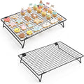 Kifmurase 2PCS Stackable Cooling Rack for Baking Wire Rack with Folding Leg | 13.3 x 9.3 Inch, Carbon Steel, for Cookie Cake Pizza Jerky, Multi-Use, Bread Oven Racks, for Cooking Roasting Drying Grilling