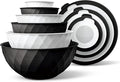 COOK WITH COLOR Mixing Bowls with Lids - 12 Piece Plastic Nesting Bowls Set includes 6 Prep Bowls and 6 Lids, Microwave Safe Mixing Bowl Set, Black and White Diamond