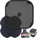 2 PCS Silicone Trivet & Splatter Shield for Ninja Crispi,Dark Blue&Black | Heat Resistant & Non-Slip Silicone,Blocks Oil Splashes,Guards Countertops,Reusable, Easy To Clean,Dishwasher Safe