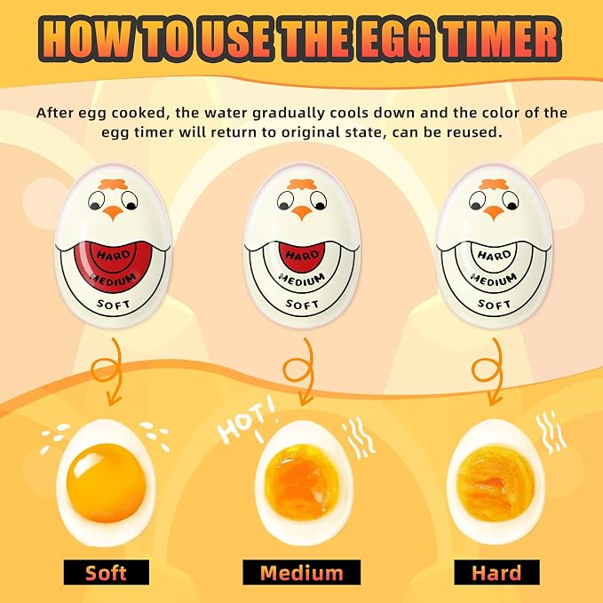 FOREV Egg Timers for Hard Boiled Eggs Timer, Red 2pcs | BPA-Free, Color Changing Tells When Eggs are Ready