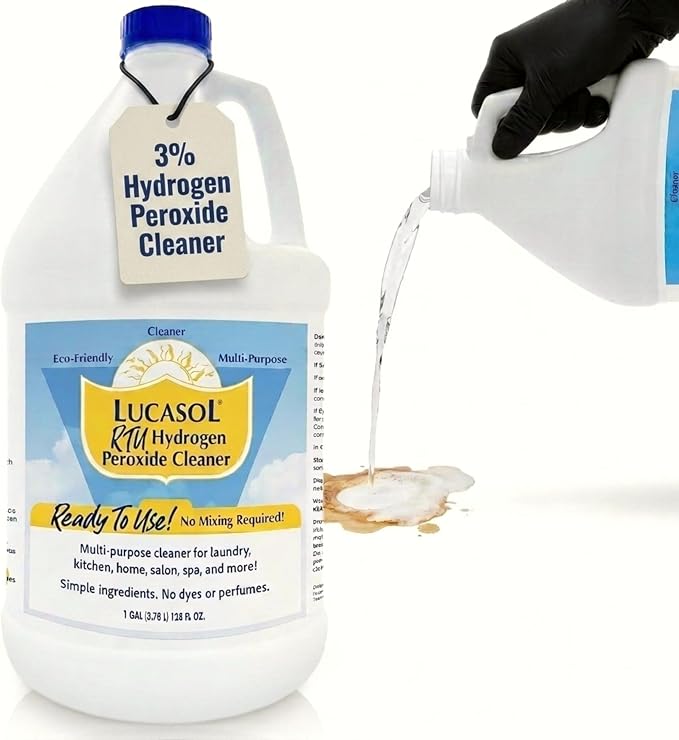 Lucasol Food Grade Hydrogen Peroxide 3% Ready to Use Multi-use Cleaner | Odor-Free Bleach Alternative Stain Remover Surface Cleaner Fruit and Vegetable Cleaner