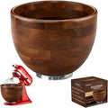 Wood Mixing Bowl Suitable for 4.5-5 QT Tilt-Head Stand Mixers - Natural Wooden Kitchen Accessory - Fits K45 KSM150 Series Natural Wood Mixing Bowl with Steel Locking Base