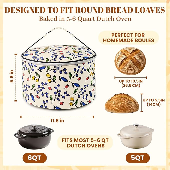 Beeswax Bread Bag For Sourdough & Homemade Bread,Reusable Round Storage Bag | Organic Linen Bread Bag for Round Loaves, Boule Loaves, Gift (Berry) (1 Pack)