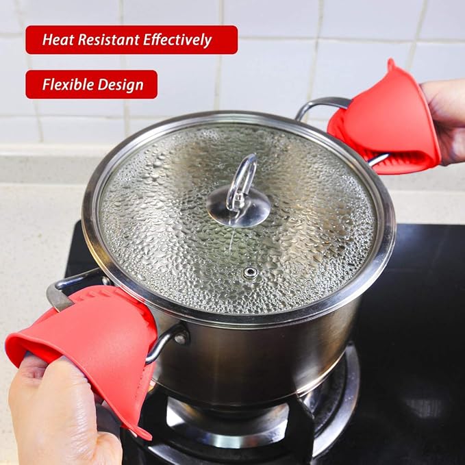 3 Pairs Mini Oven Gloves Silicone Oven Mitts Red, Blue and Green | Silicone Heat Resistant Cooking Pinch Mitts Potholder for Kitchen Cooking & Baking