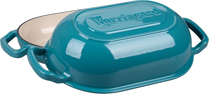VORRINGARD Enameled Cast Iron Sourdough Bread Oven, Dutch Oven, Loaf Cast Iron Bread Pan for Homemade Bread Baking, Meatloaf Pan with Lid, 5QT, Bluegreen