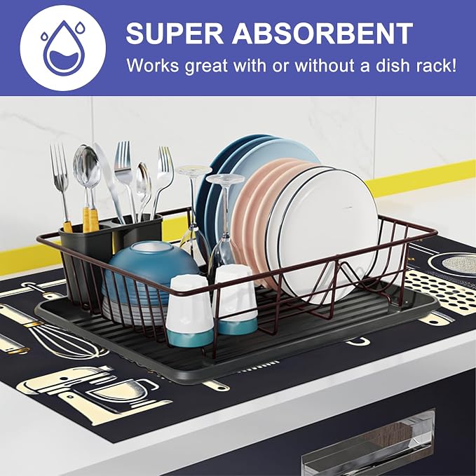 HOMETITUTE Stove Top Cover 28x20 Utensil Design Heat Resistant Mat