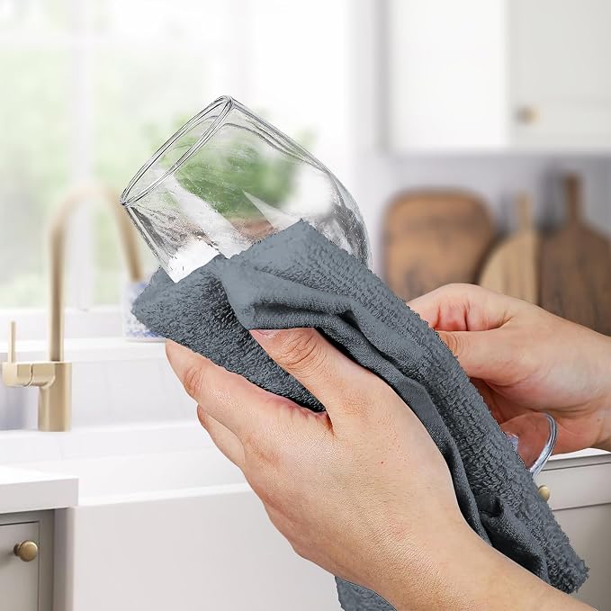Avalon Towels Bar Towels (Pack of 120) Size 14x17 Inches – 100% Cotton, Absorbent and Reusable Cleaning Rags, Multipurpose Cleaning Towels, Terry Cloth Rags, Durable Shop Rags (Grey)