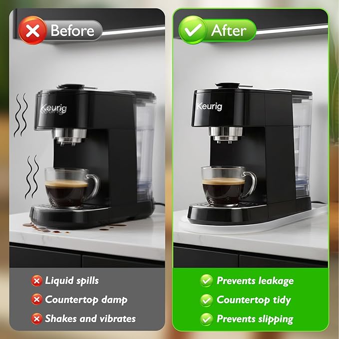 Silicone Coffee Mat,15.8"x 7.8"in Bar Mat for Countertop,Heat-Resistant,Non-Slip,Leak-Proof,Fit for Coffee Maker/Espresso Machine-Translucent