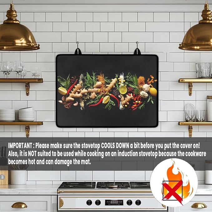 Food Electric Stove Insulation Pad Heat & Stain Resistant Dish Drying Mat for Kitchen 30x21 Inch Cooktop Stove Guard Protector with Anti-Slip Grip Extra Large Mat