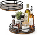 2 Pack 9" 10" Lazy Susan Turntable Organizer for Table Top | Round Wooden Lazy Susan for Cabinet, Countertop, Pantry, Spice, Kitchen, Bathroom Vanity, Coffee, Home Decor