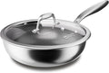 COOKER KING 12" Hybrid Wok Pan with Lid, Nonstick Deep Skillet for Stir-Fry | Non-Toxic Coating, Dishwasher & Oven Safe, Induction Ready, Stay-Cool Handle, 3-Ply Stainless Steel Clad for Fast Heat