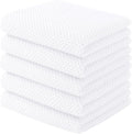 Homaxy 100% Cotton Waffle Weave Kitchen Towels, 5-Pack, White | 13 x 28 Inches, Ultra Soft Absorbent Dish Towels, Quick Drying Cleaning Towels