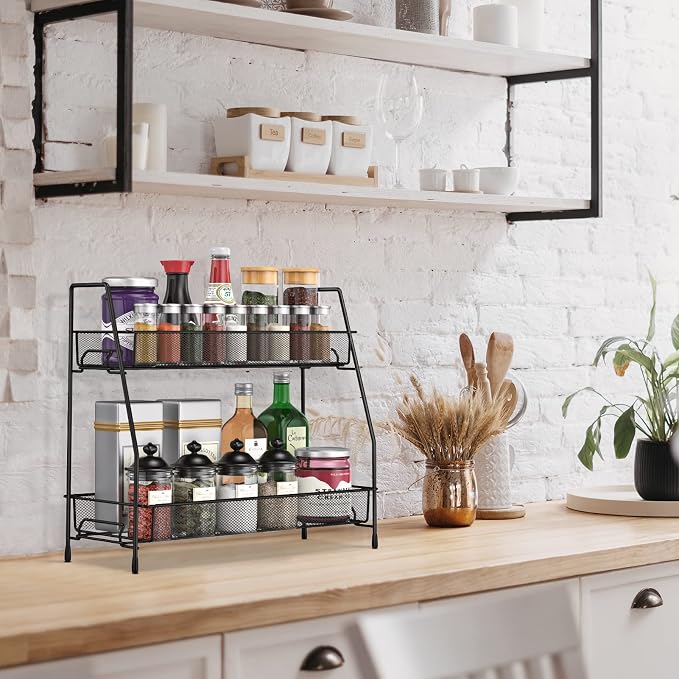 SPISPI Spice Rack Organizer for Cabinet, Bathroom Organizer Countertop, Bathroom Counter Organizer, Kitchen Countertop Organizer, Bathroom Vanity Organizer | Bathroom Organizer Countertop,Vanity Organizer Corner Shelf Sink,Kitchen,Bedroom,Living room,O...