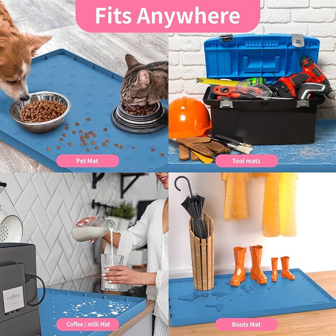 Sdpeia Under Sink Mat 22"×14" Waterproof Silicone Cabinet Liner & Sink Protector for Kitchen & Bathroom, Multi-Purpose Organizers Tray for Pets, Laundry, Cat Litter Mat