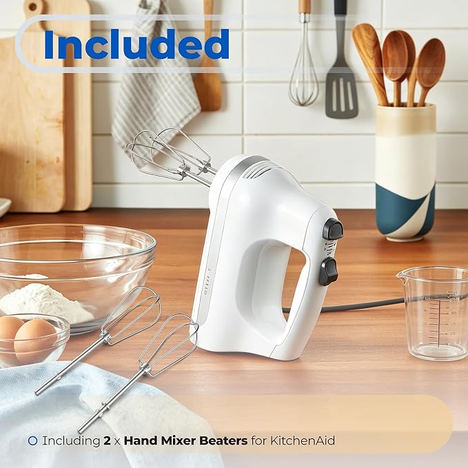 Hand Mixer Beaters Attachments for KitchenAid, KHM2B, Stainless Steel | WPW10490648 W10490648 Replacement Beaters for Kitchen Aid KHM Handheld Mixer, Easy Installation, Dishwasher Safe, Mix Easily