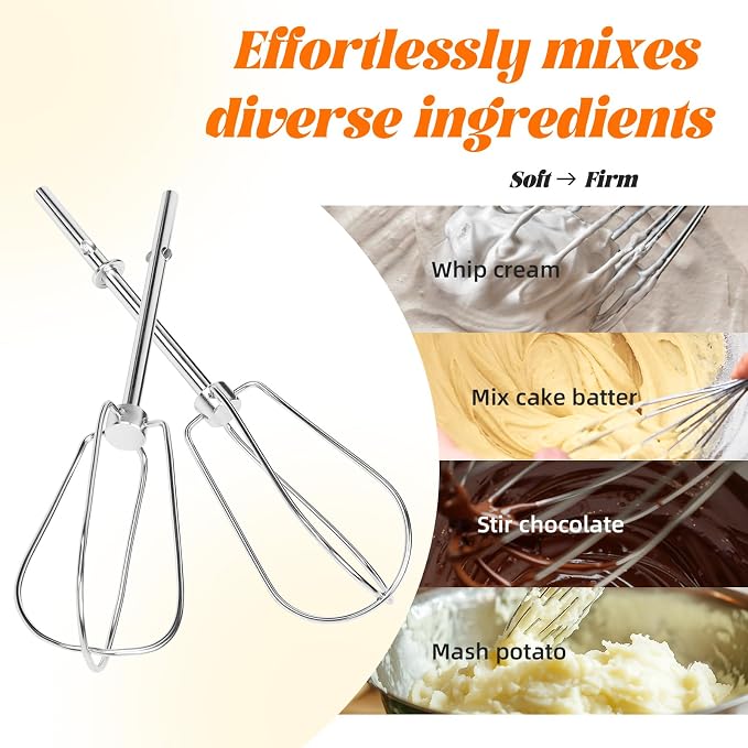 Hand Mixer Beaters for Kitchenaid, W10490648 Beaters Attachments Compatible with KitchenAid Hand Mixer KHM2B AP5644233 PS4082859