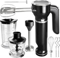 Hand Mixer, 6-in-1 Multifunctional Electric Handheld Immersion Blender Bundle and Whisk, Milk Frother, Food Chopper