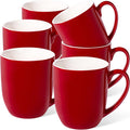 Urbanstrive 16 oz Large Coffee Mugs Set of 6 Ceramic Coffee Mug White Coffee Cups Tea Cups Idea Gift for Women Men House Warming Gifts New Home Office, Red 6 Pack