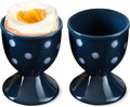 Cinf Ceramic Egg Cups, Set of 2, Boiled Egg Holders for Breakfast, Blue | Set of 2 ceramic egg cups, easy to clean, elegant blue design for boiled eggs, breakfast serving and everyday dining