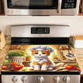 Nuxovilar Chef Cat Stove Cover Diatom Mud 20.47x28.34 In | Glass Protector Countertop Mat Counter Saver Cooktop Cover Kitchen Cooking Area Home Room (Chef Cat Illustration)
