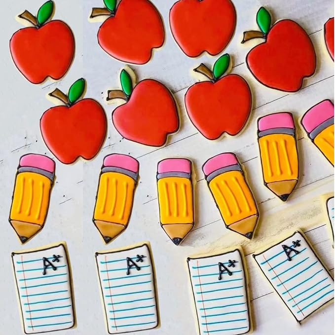 JOB JOL Cookie Cutters 4 PCS, for Back to School and Teacher Appreciation | Apple, Pencil, Paper, Ruler