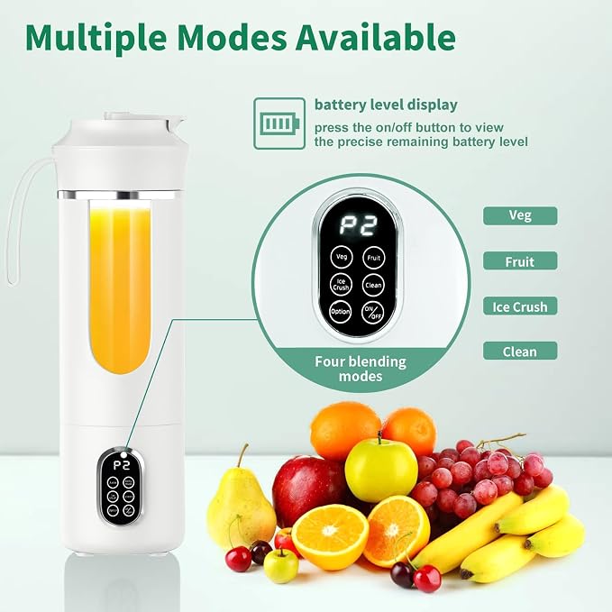 Portable Cordless Blender,Small Rechargeable Juicer | Mini Personal Blender for Smoothies and Shakes,With Automatic Cleaning Function,On The Go and Easy To Use