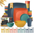 Teivio 88-piece with Flatware Plates and Bowls Sets, Dishes Set for 8 | Fall Multicolor Plastic Wheat Straw Dinnerware Sets,Unbreakable Plate set,13.5oz Cups, Dishwasher,Outdoor Kitchen RV Camping