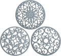 Silicone Trivets for Hot Dishes, Pots & Pans, Hot Pads for Kitchen, Non-Stick Silicone Pot Holders Trivet Mat for Counter, Carved Heat Resistant Mat Countertops &Table Grey Set 3