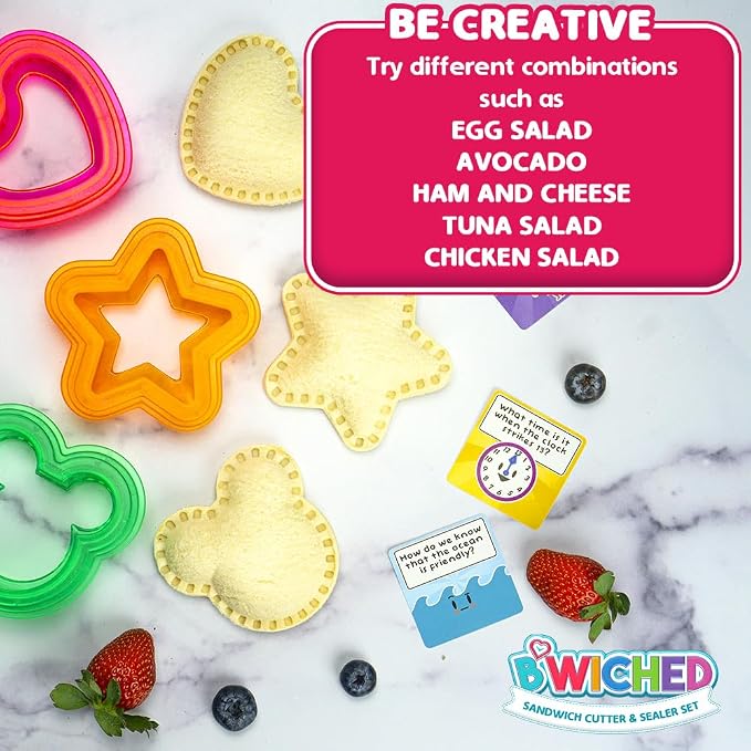 Sandwich Cutter and Sealer - Crustless Sandwich Maker (Heart, Star, Mouse) | Great for Lunchbox and Bento Box - Boys and Girls Kids Lunch - Sandwich Cutters for Kids