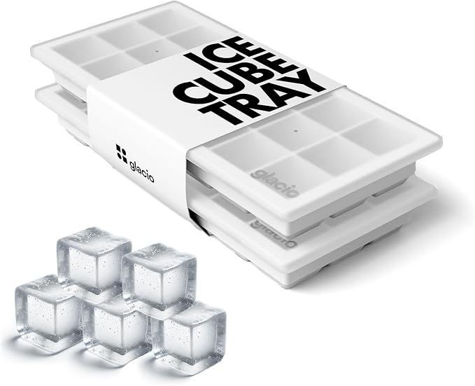 Ice Cube Tray with Lids, Small Silicone Molds for Cocktails & Drinks | BPA Free Silicone, Flexible Easy Release, Set of 2, Lids Included, for Beverages Coffee & Craft Cocktails