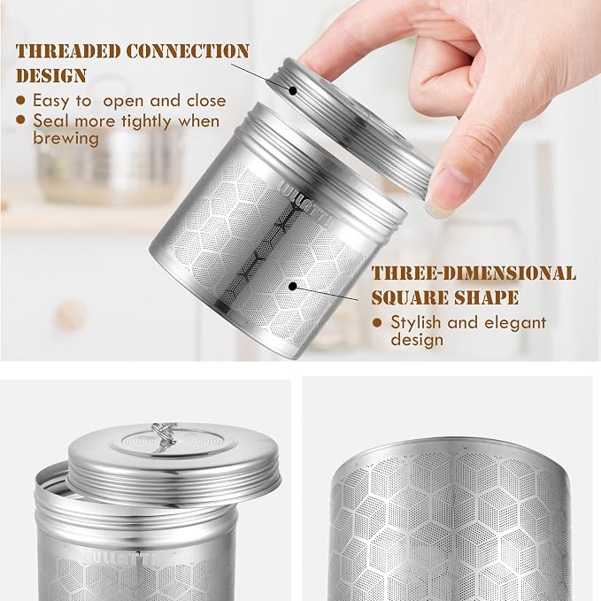 Extra Large Tea Ball Infuser for Pitcher(2 Pack), 18/8 Stainless Steel Tea Steeper, Extra Fine Mesh Tea Strainer Perfect for Brewing Herbs, Iced Tea, Coffee, Cooking Soup | For loose tea, large tea ball, fine mesh traps sediment, multi-use for drinks &...