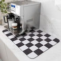 AMOAMI Dish Drying Mat for Kitchen Counter-Coffee Mat Bar Accessories, Hide Stain, Rubber Backed, Absorbent, Fit Under Coffee Maker, Espresso Machine, Pot, Dish Rack,(12x19,Buffalo Black)