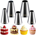 Hendiy 5 Pieces Large Round Piping Tip Set, Stainless Steel | Professional Cake Decorating, Frosting Tip, For Cupcakes Cakes Cookies