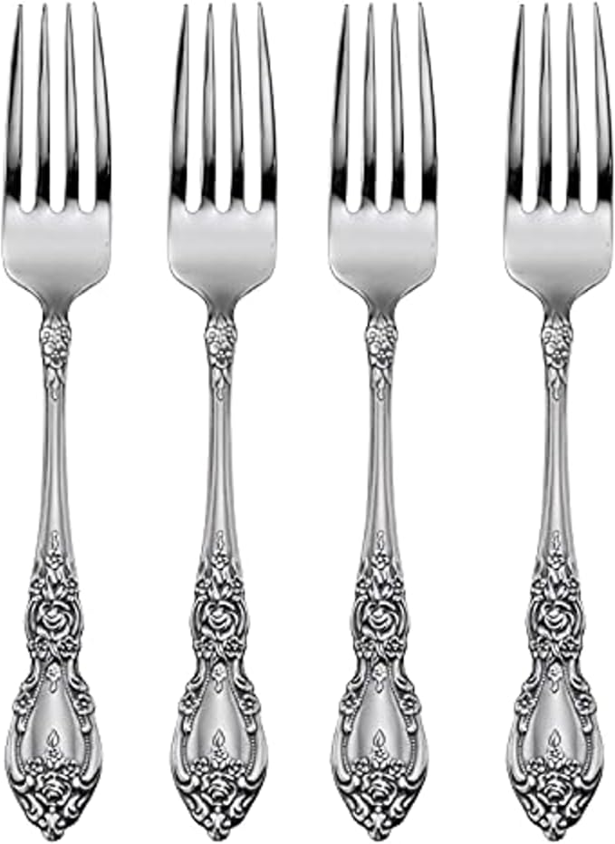 Oneida Wordsworth Dinner Forks Silverware Set for 4, Flatware | mirror finish, dishwasher safe | cutlery set for kitchen and dining, utensil set, heavy duty, kitchen essentials