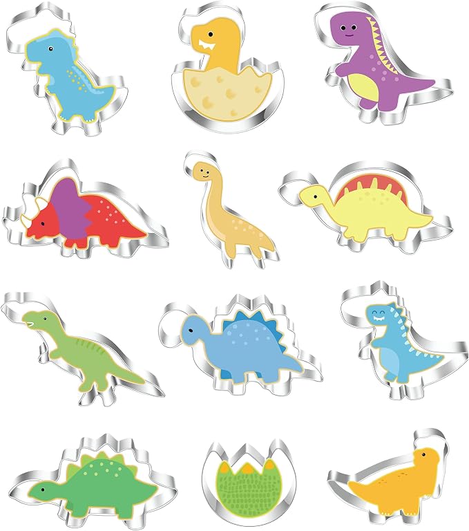 MrCookie Mini Sizes Dinosaur Cookie Cutters Set Stainless Steel.