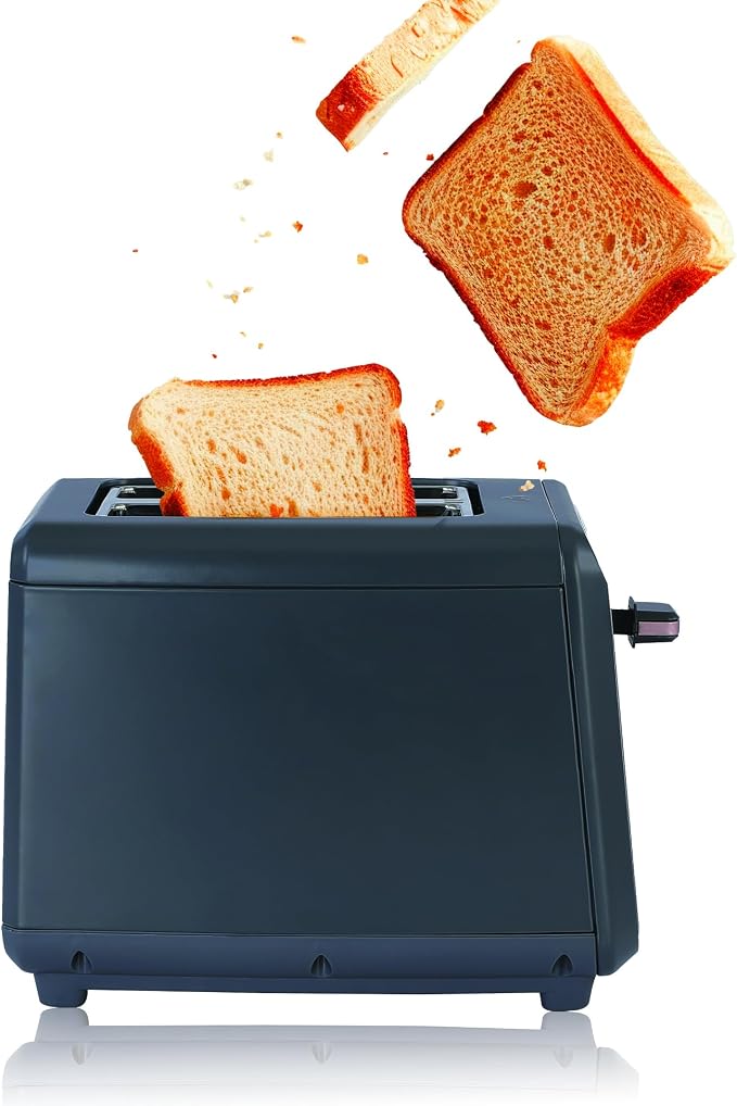 LIVWELL Smart Touch 2-Slice Metal LED Toaster - Gun Metal Finish | LED Touch Screen, 6 Browning Levels, Countdown Timer, Cancel Function, Defrost Setting, Even Heating, Compact Design