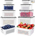 Fruit Storage Containers for Fridge with Removable Colander 8 pcs | Airtight Food Storage Container Dishwasher Safe Produce Saver for Refrigerator Keep Berry Fruit Fresh Longer Small Clear
