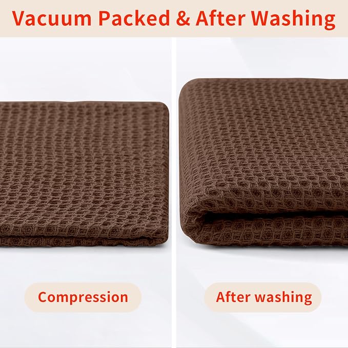 Homaxy 100% Cotton Waffle Weave Kitchen Dish Towels 4-Pack, Coffee | 13 x 28 Inches, Ultra Soft Absorbent Dish Towels, Quick Drying Cleaning Towels