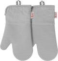 YUTAT Silicone Oven Mitts,High Heat Resistant Up to 500 Degrees,Waterproof Cooking Gloves with Soft Polyester Filling,Kitchen Potholder Set - Perfect for BBQ,Baking and Cooking,Grey,2 Pcs Set