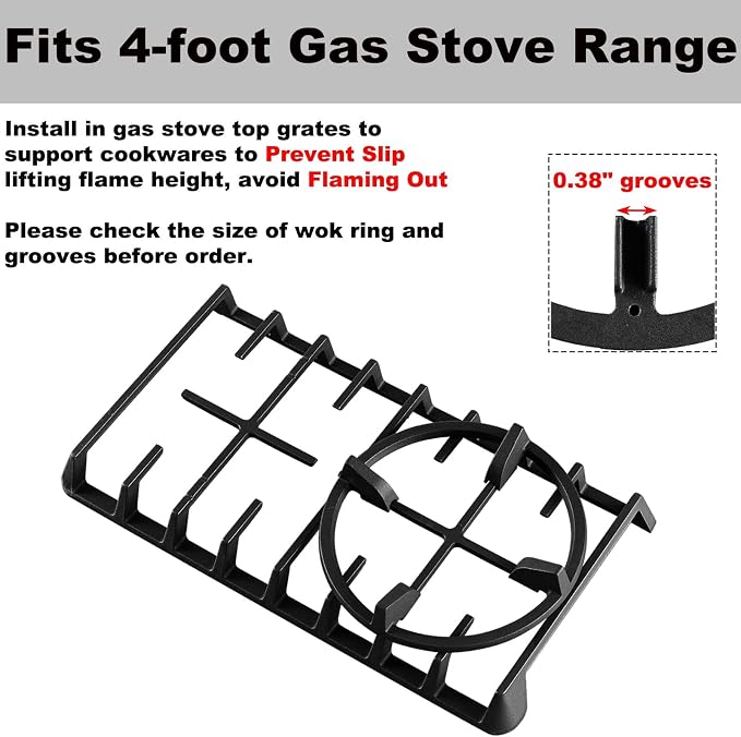Wok Ring, 9 Inch Wok Support Ring Gas Stove Cast Iron Non Slip Gas Stove Top Burner Rings Wok Pan Stand Holder Gas Range Replacement Parts for GE, KitchenAid, Samsung, Whirlpool, Kenmore, Frigidaire